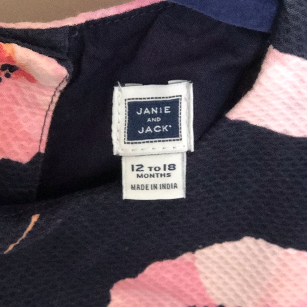 Janie and Jack Navy Floral Pique Dress Pleated - Picture 4 of 4